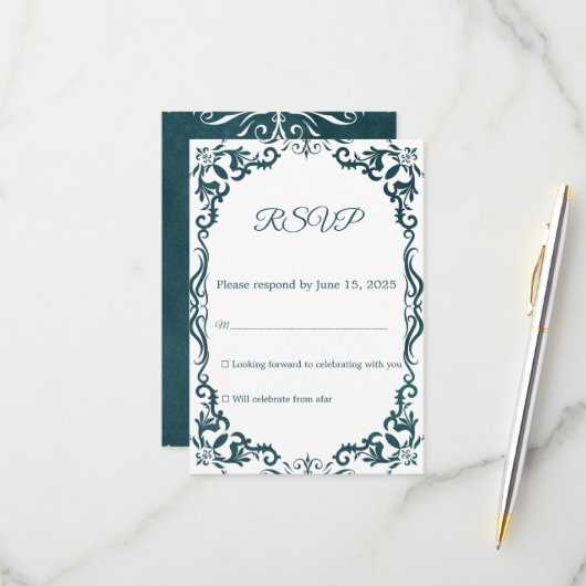 Mexican Papel Picado Wedding RSVP Card (Devant/Arrière en situation)