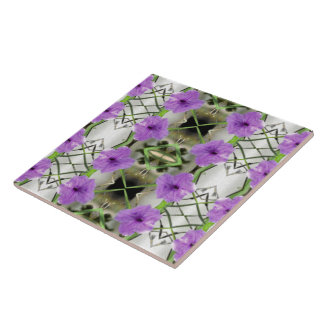 Mexican Petunias en Latticework Tegeltje