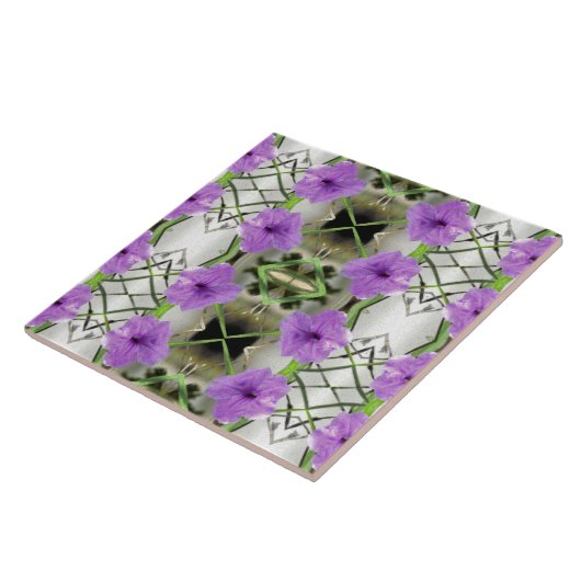 Mexican Petunias en Latticework Tegeltje (Zijkant)