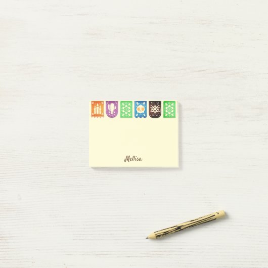 Mexican Picado Banner DIY Jouw naam Post-it Notes (Op bureau)