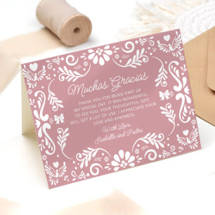 Mexican Pink Baby shower Bedankt Card