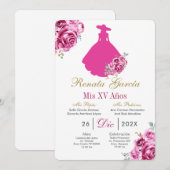Mexican Pink Escaramuza Quinceanera Invitation (Devant / Derrière)