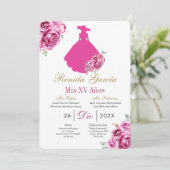 Mexican Pink Escaramuza Quinceanera Invitation (Debout devant)