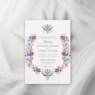Mexican Rancho Floral Lijst Formal Crest Wedding Kaart