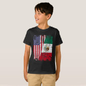 MEXICAN ROOTS Half-American Flag MEXICO T-shirt (Voorkant volledig)