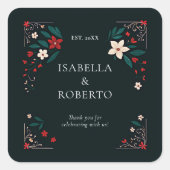 Mexican Rustic Elegant Christmas Red Wedding Vierkante Sticker (Voorkant)
