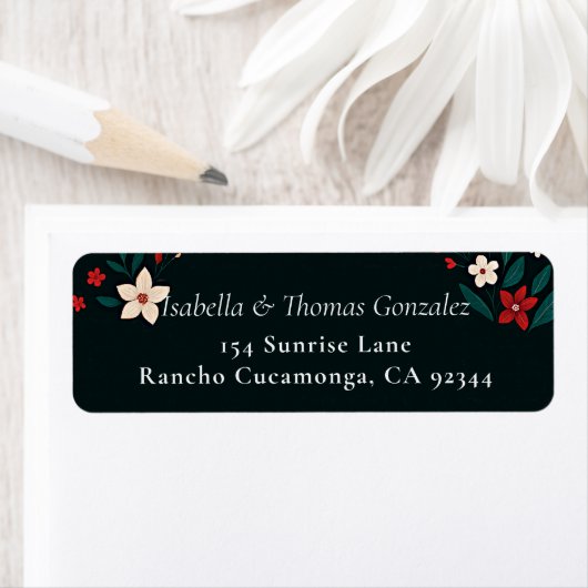 Mexican Rustic Elegant Christmas Return Address Etiket (Insitu)