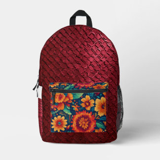  Mexican‑Style Burgundy Floral, print cut sew bag Bedrukte Rugzak