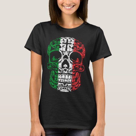 Mexican Sugar Skull Pride Calavera Day Dead Cinco T-shirt (Voorkant)