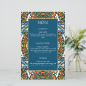 Mexican Talavera blauwgroen elegant huwelijksmenu (Staand voorkant)