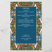 Mexican Talavera blauwgroen elegant huwelijksmenu (Achterkant)