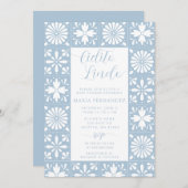 Mexican Talavera Blue Cielito Lindo Baby shower Kaart (Voorkant / Achterkant)