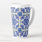 Mexican Talavera Terracotta Tegel Design No. 10 Latte Mok (Rechterhoek)