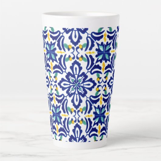Mexican Talavera Terracotta Tegel Design No. 10 Latte Mok (Voorkant)