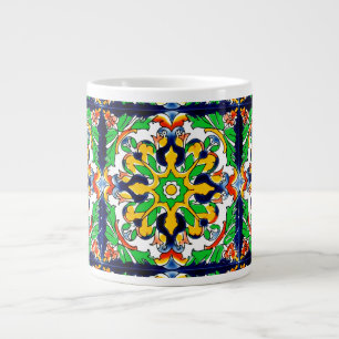 Mexican Talavera Terracotta Tegel Design No. 4 Extra Grote Beker