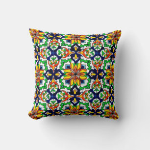 Mexican Talavera Terracotta Tegel Design No. 6 Kussen