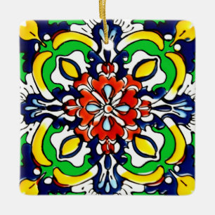 Mexican Talavera Terracotta Tegel Design No. 7 Keramisch Ornament