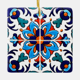 Mexican Talavera Terracotta Tegel Design No. 9 Keramisch Ornament