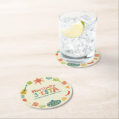 Mexican Themed 3-Esta Third Birthday Ronde Kartonnen Onderzetter (Insitu)