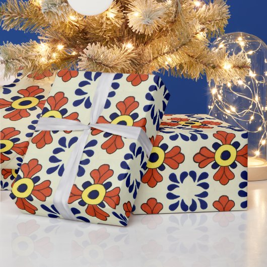 Mexican Tile Blue Mosaic Cadeaupapier (Feestdagen)