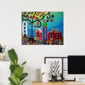 MEXICAN TOWN PAINTING POSTER (Thuiskantoor)