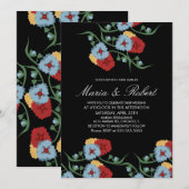Mexican Wedding Theme Greenery Vine Floral Black Kaart (Voorkant / Achterkant)