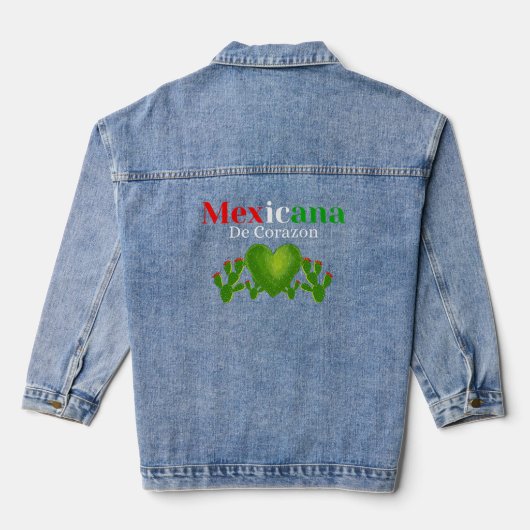 Mexicana De Corazon - Groene Hart Cactus Denim Jacket (Achterkant)
