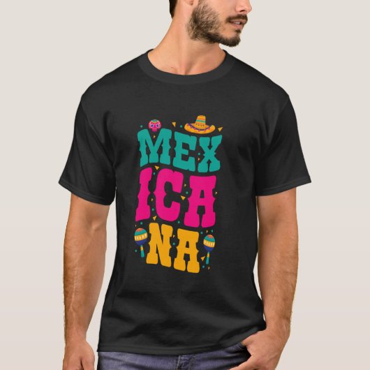 MEXICANA FUN MARACAS SOMBRERO MEXICO PRIDE T-SHIRT (Voorkant)