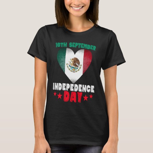 Mexico 16th September Independence Day Mexican Fla T-shirt (Voorkant)