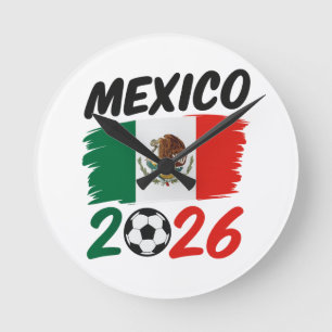 Mexico 2026 Voetbalfan Design met Voetbal Ronde Klok