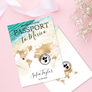 Mexico 50 en de Fabulous Birthday Passport Map Inv