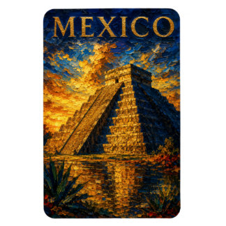 Mexico: Aesthetic Sunset Chichen Itza Art Souvenir Magneet