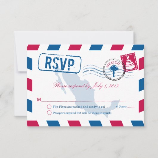 Mexico Airmail Wedding RSVP (Voorkant)