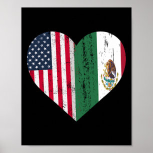 Mexico Amerikaanse vlag Patriot Mexicaanse vlag Am Poster