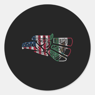 Mexico Amerikaanse vlag Patriot Mexicaanse vlag Am Ronde Sticker