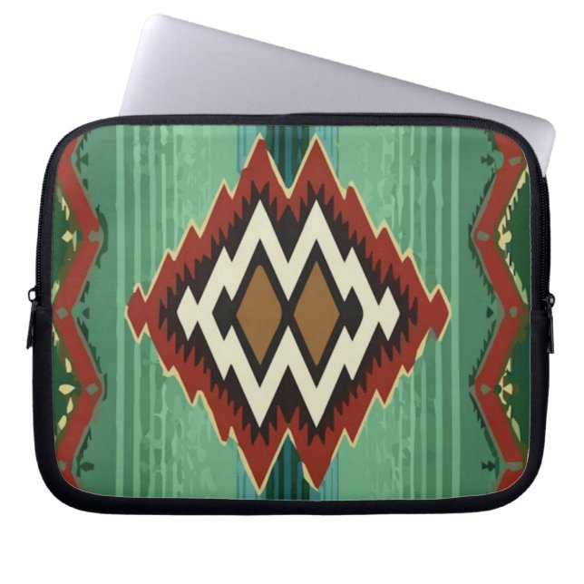 Mexico Aztec Print Vector Green Laptop Sleeve (Voorkant)