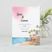 Mexico Beach bruiloft bestemming uitnodiging (Staand voorkant)