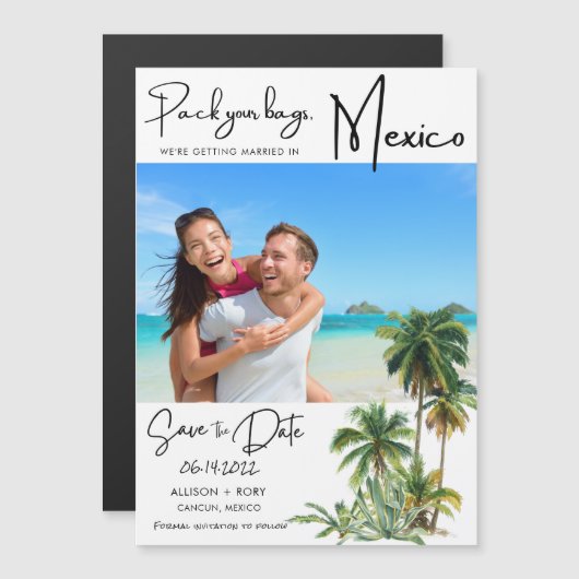 Mexico Beach Destination Wedding Save the Date (Voorkant / Achterkant)