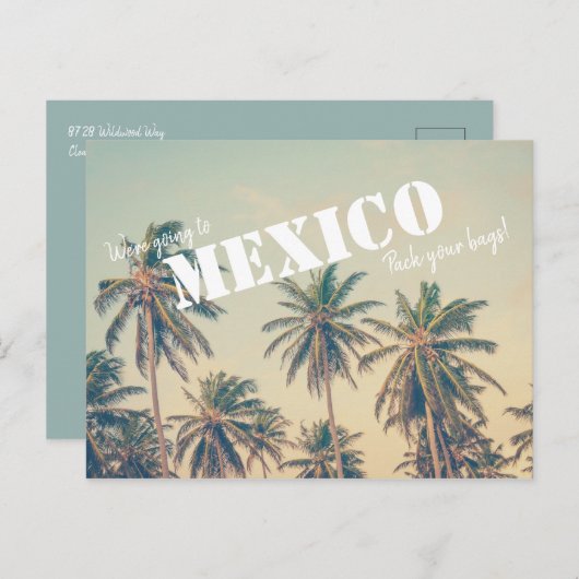 Mexico Beach Palm Tree Bewaar de data Briefkaart (Voorkant / Achterkant)