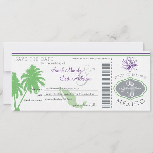 Mexico bewaart de datum van het instappen pas save the date (Voorkant)