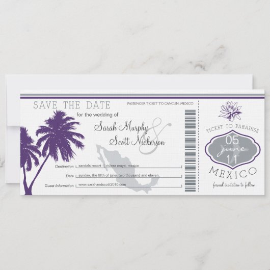 Mexico bewaart de datum van het instappen pas save the date (Voorkant)