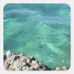 Mexico Blauwe/Groene Oceaan Vierkante Sticker