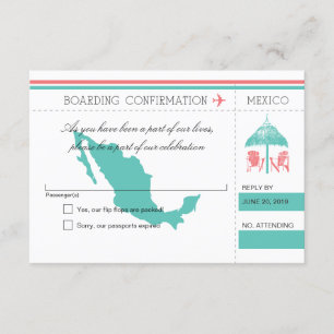 Mexico Boarding Pass Beach Hut RSVP Kaartje
