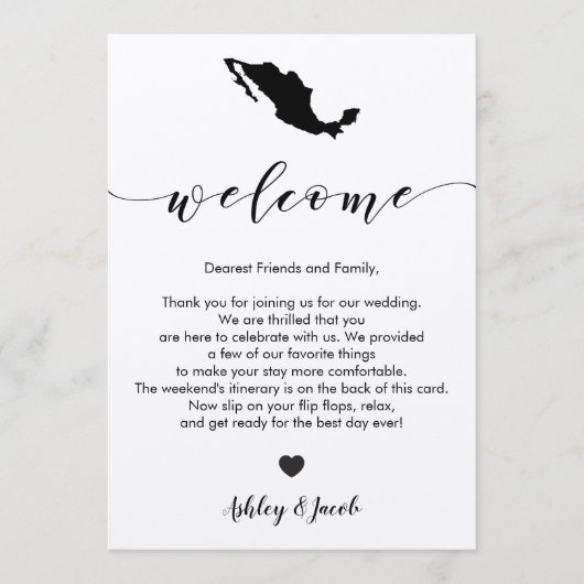 Mexico bruiloft welkomstbrief & routebeschrijving  programma (Voorkant)