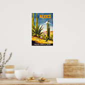 Mexico Cactus Vintage Travel Poster (Keuken)