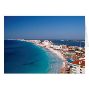 Mexico, Cancun, Uitzicht van hotels vanuit de luch