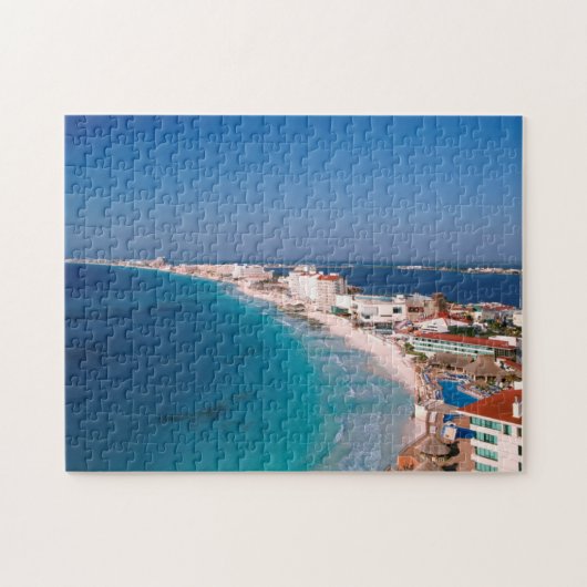 Mexico, Cancun, Uitzicht van hotels vanuit de luch Legpuzzel (Horizontaal)