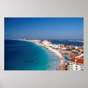 Mexico, Cancun, Uitzicht van hotels vanuit de luch Poster