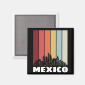 Mexico CDMX Cityscape Retro Sunset Magneet (Voorkant / Achterkant)