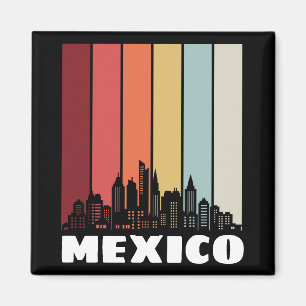 Mexico CDMX Cityscape Retro Sunset Magneet